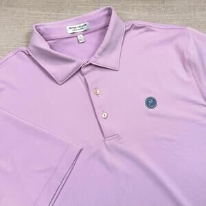 Peter Millar Summer Comfort Polo Shirt Pink White Stripe Large Stretch Golf Club